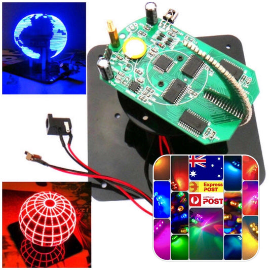 Assembled Finished BLUE Electronic Spherical Rotating SMD 56 LED POV (Not A Kit)