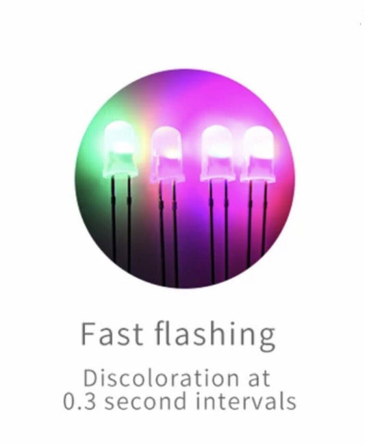 5mm LED Light Emitting Diode RGB FAST flash 100pcs DIFFUSED  Round Top 7 Colour