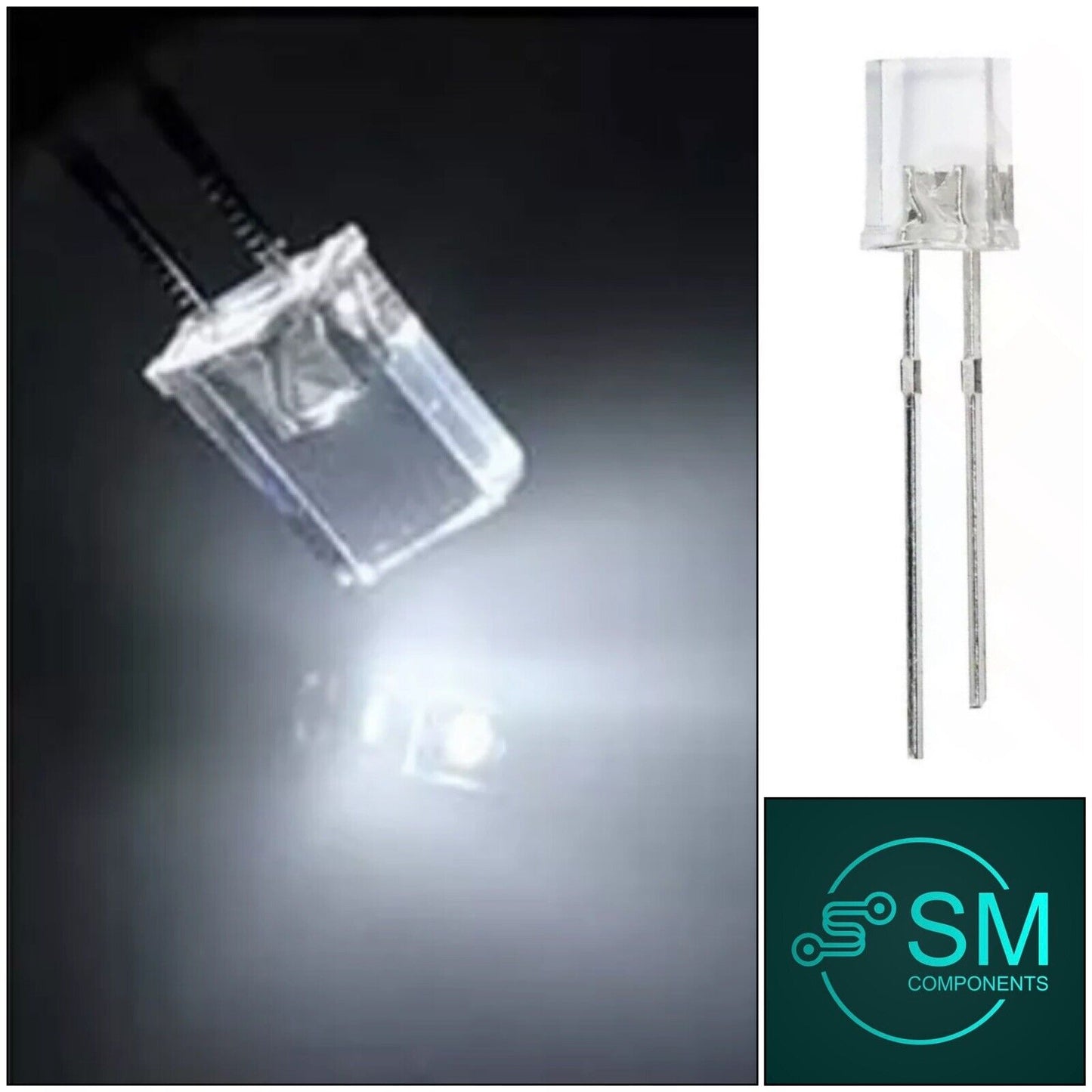 100pcs 2x5x7mm COOL WHITE Clear Resin Square Led Light Emitting Diode Arduino