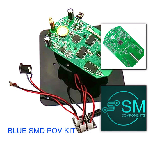 DIY BLUE Electronic Spherical Rotating SMD 56 LED Kit POV Soldering Training Kit