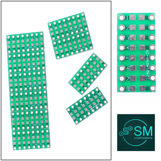 15PCS SMD/SMT components 0805 0603 0402 to DIP adapter PCB board FR4 8 Position