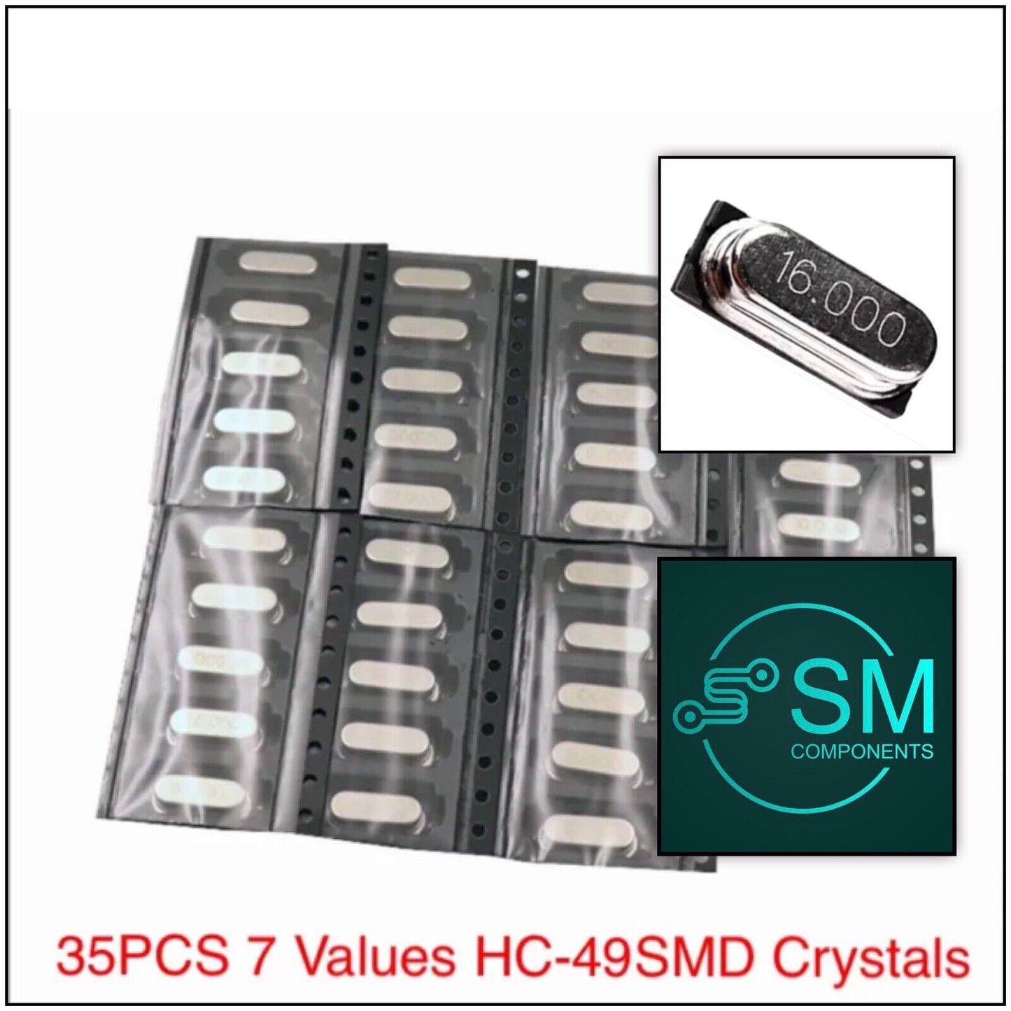 35pcs Crystal Oscillator SMD Electronic Kit, HC-49SMD 7 Values Quartz Oscillator