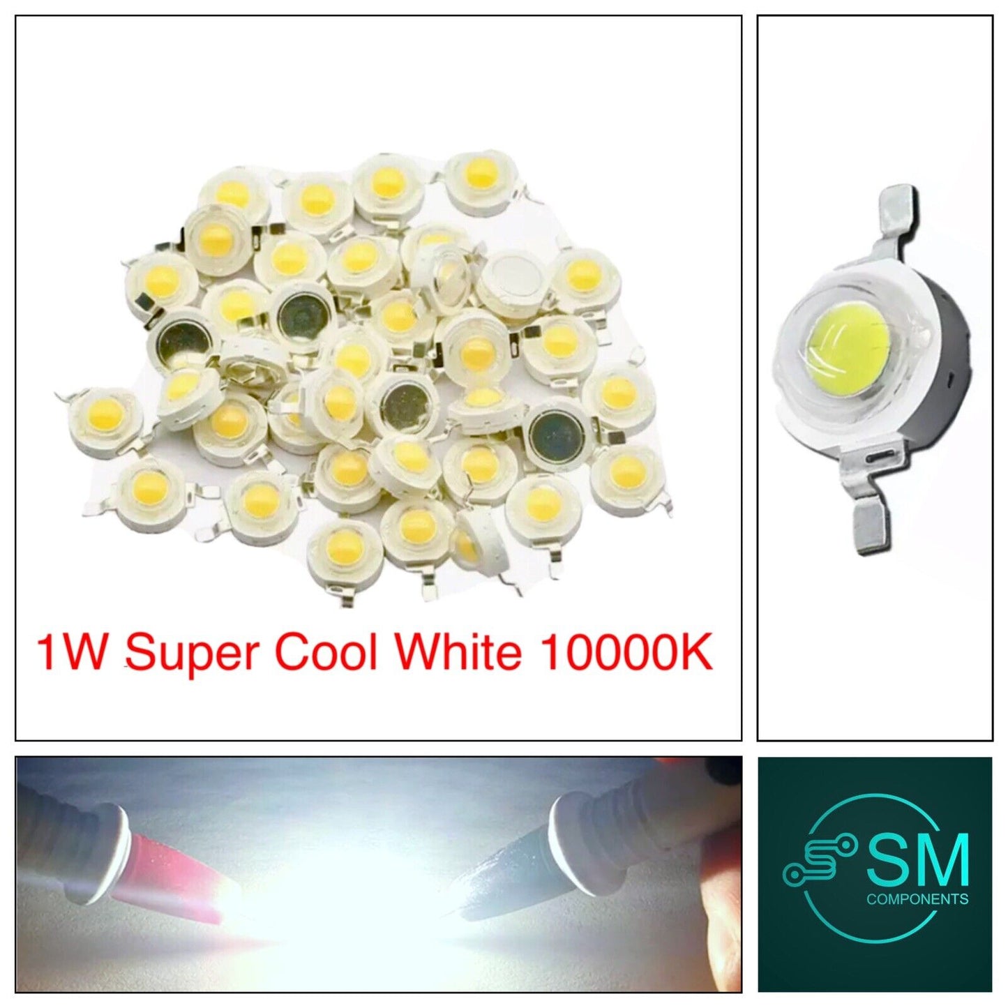 20 Pieces 1W LED High Power SMD LED 28mil Light Bead SUPER COOL WHITE LED Diodes