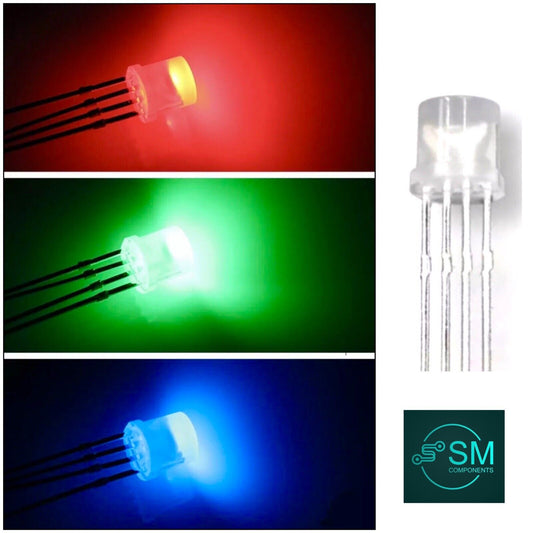 100pcs 5mm LED 4pin RGB Red Green Blue Diffused Flat Top Tricolour Common Anode