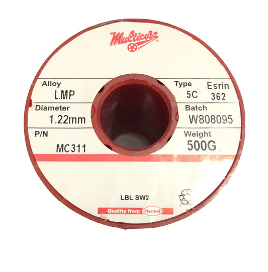 Multicore LMP (Low Melt Point) Solder 1.22mm 5C Esrin 362 Flux 0.5kg Roll MC311