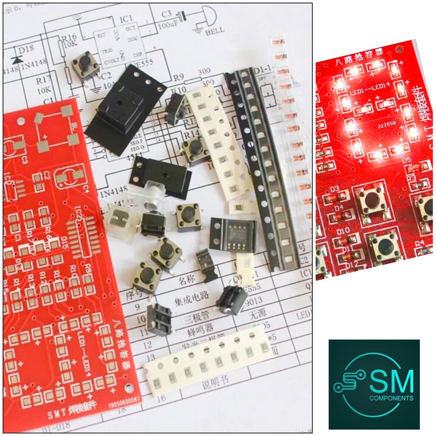 Soldering Practice SMD-SMT CD4511 Numerical LEDS Board DIY Kit Electronic PCB