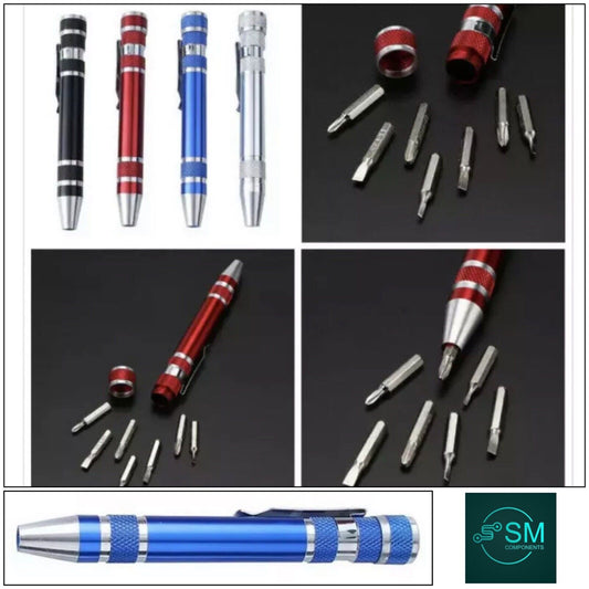 8 in 1 Screwdriver Pen BLUE Alloy Screw Screwdriver Repair Multifunction Tools