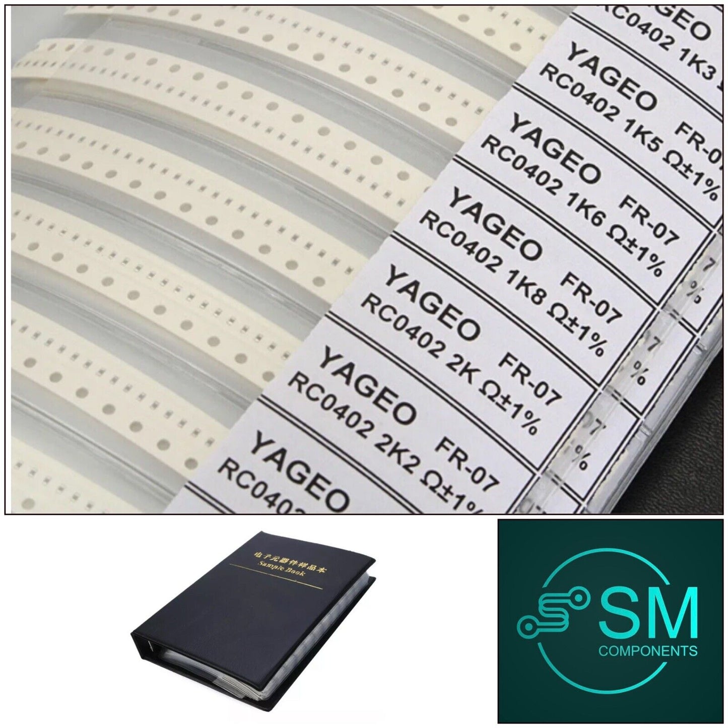 12500pcs 0402 1% SMD Resistor & Capacitor SMD Electronics 170 & 80 Values Book