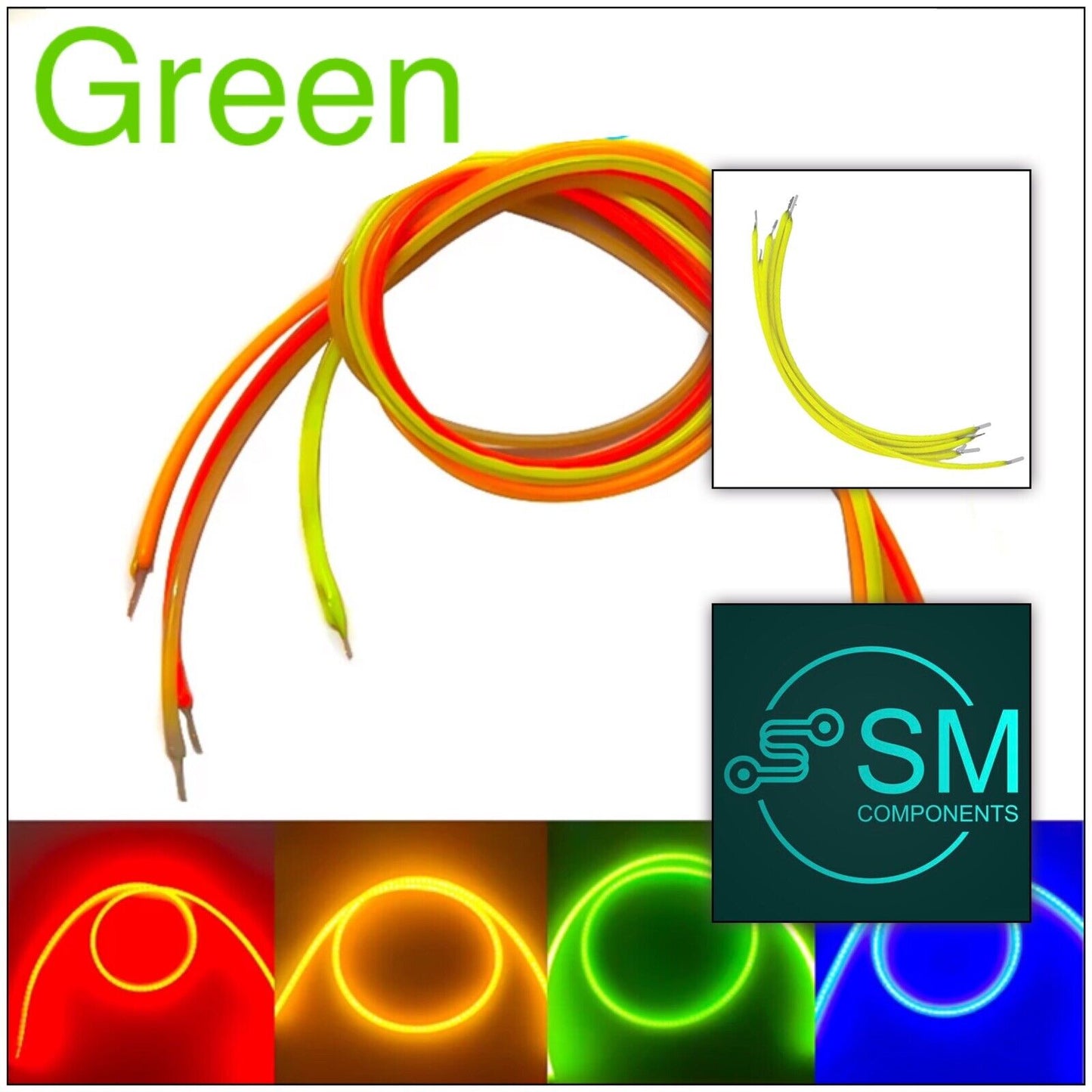 4pcs DC3V LED Flexible Silicone Filament LED 185mm GREEN Light Emitting Diode