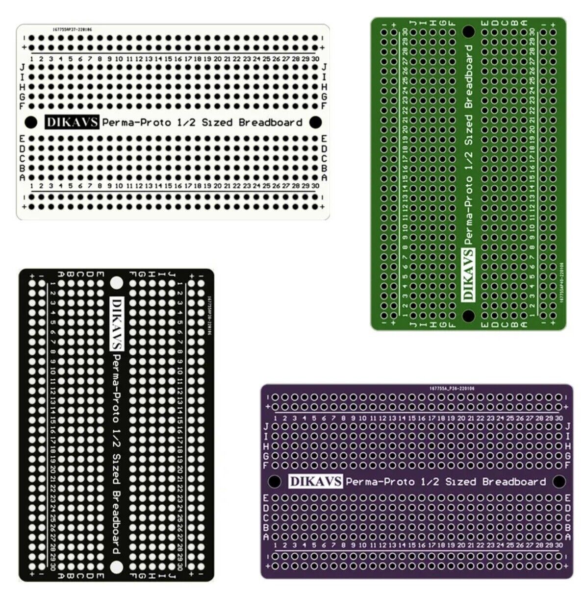 4 Colour DIKAVS Perma-Proto Prototype PCB 80x51 Double Side 1/2 Size Breadboard