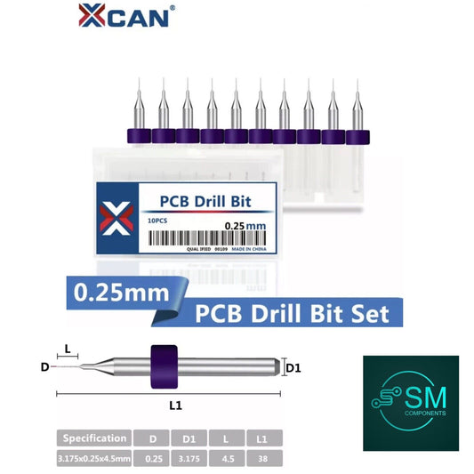 10Pcs 0.25mm PCB Print Circuit Board Tungsten Carbide Mini Micro Drill Bit Set