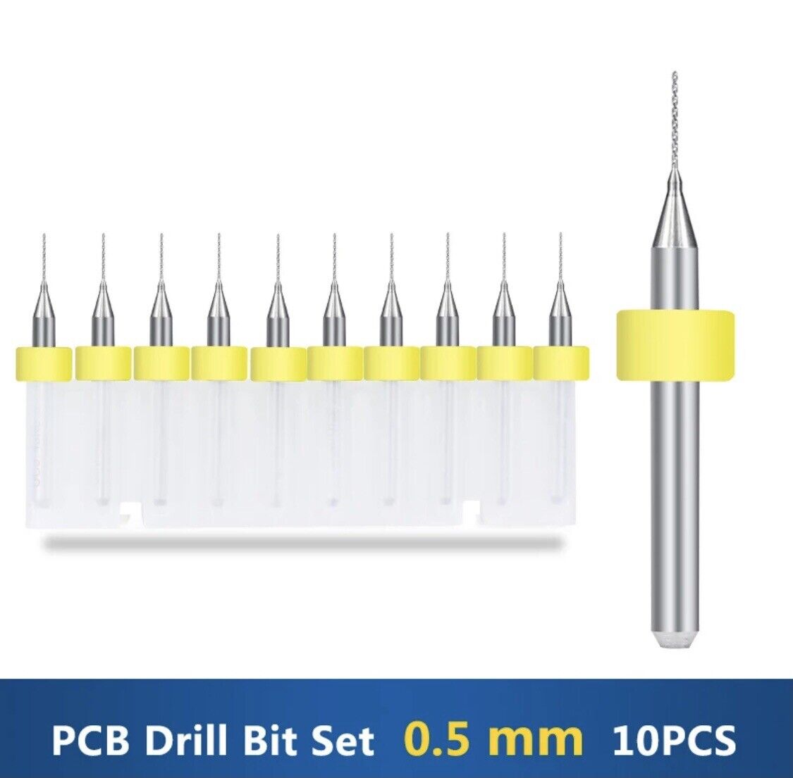 10Pcs 0.5mm PCB Print Circuit Board Tungsten Carbide Mini Micro Drill Bit Set