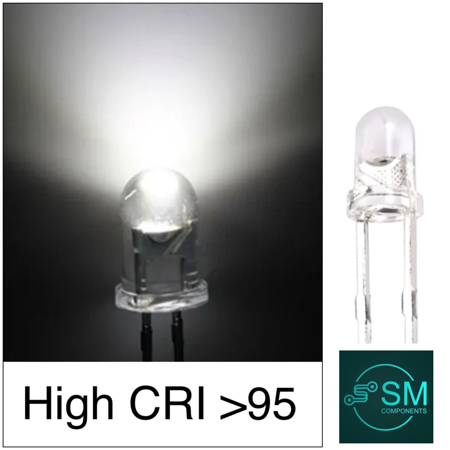 HIGH CRI  95 5mm 6-6500K Led Round Clear Top Light Emitting Diode 100pcs Led DIY