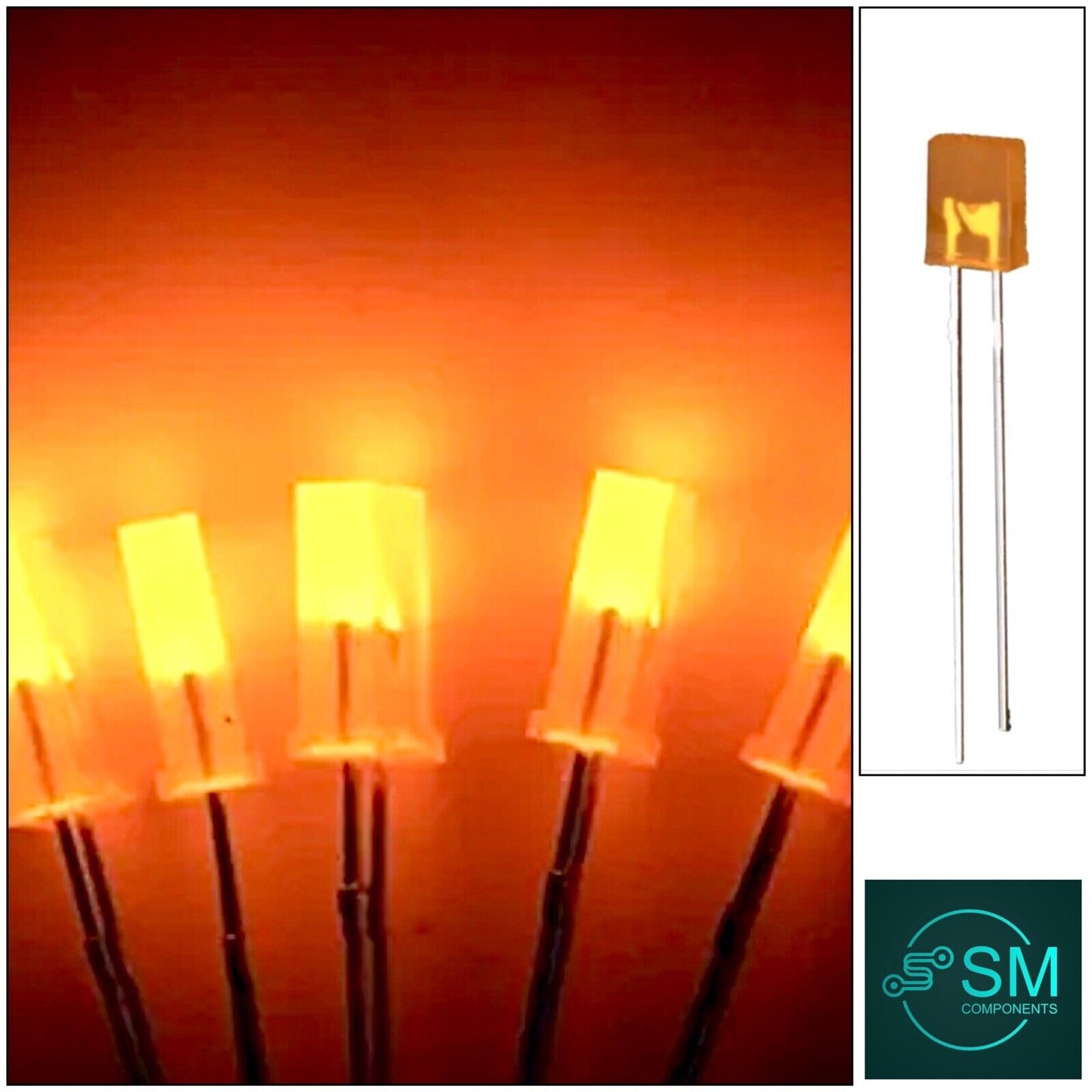 100pcs ORANGE 2x5x7mm Diffused ORANGE Resin Rectangle Light Emitting Diode 605nm