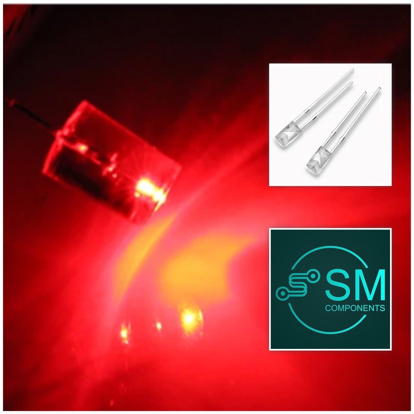 3mm LED Flat Top Concave RED Light Emitting Diode 100pcs Clear Top Concave 625nm