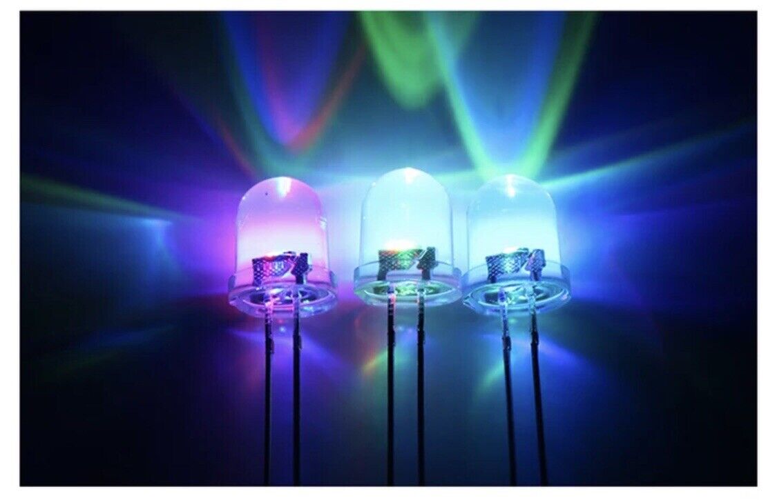 50PCS 10mm LED Light Emitting Diode RGB 7 Colour FAST flash Round Clear Top DIY