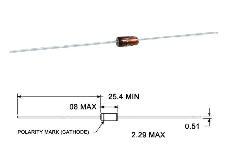 1N4148 DO-35 Diode 100V 200mA Small Fast Switching Signal Diode Pack of 100