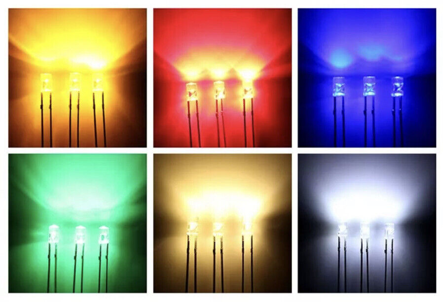 3mm Blue LED Light Emitting Led Diode Clear Flat Head LED, No Skirt, 465nm