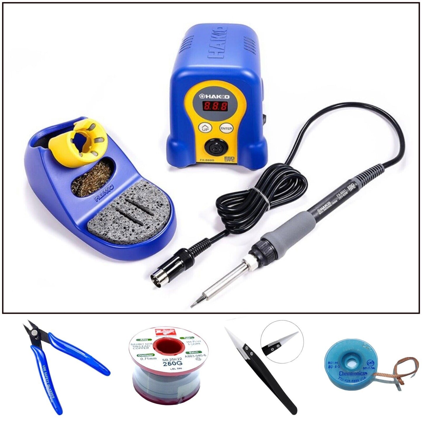 Hakko FX-888D Digital Soldering Station (Genuine) Inc Multicore Solder Snips Etc