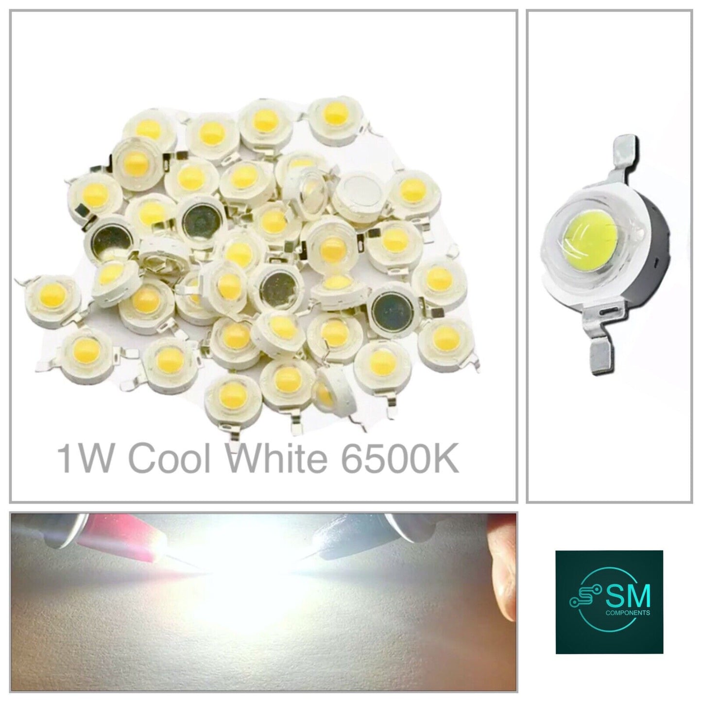 20 Pieces 1W LED High Power SMD LED 28mil Lights Beads Cool White LED Diode