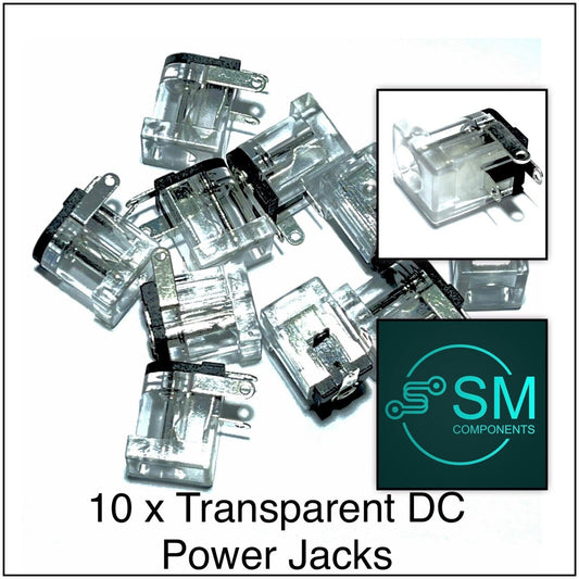 10pcs DC-005 TRANSPARENT Power Plug 5.5mm x 2.1mm Jack Socket Female PCB Mount