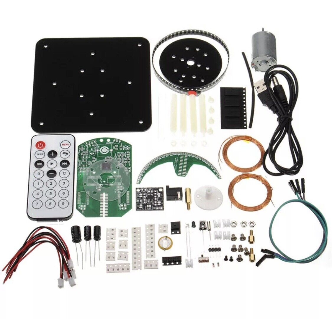 DIY BLUE Electronic Spherical Rotating SMD 56 LED Kit POV Soldering Training Kit