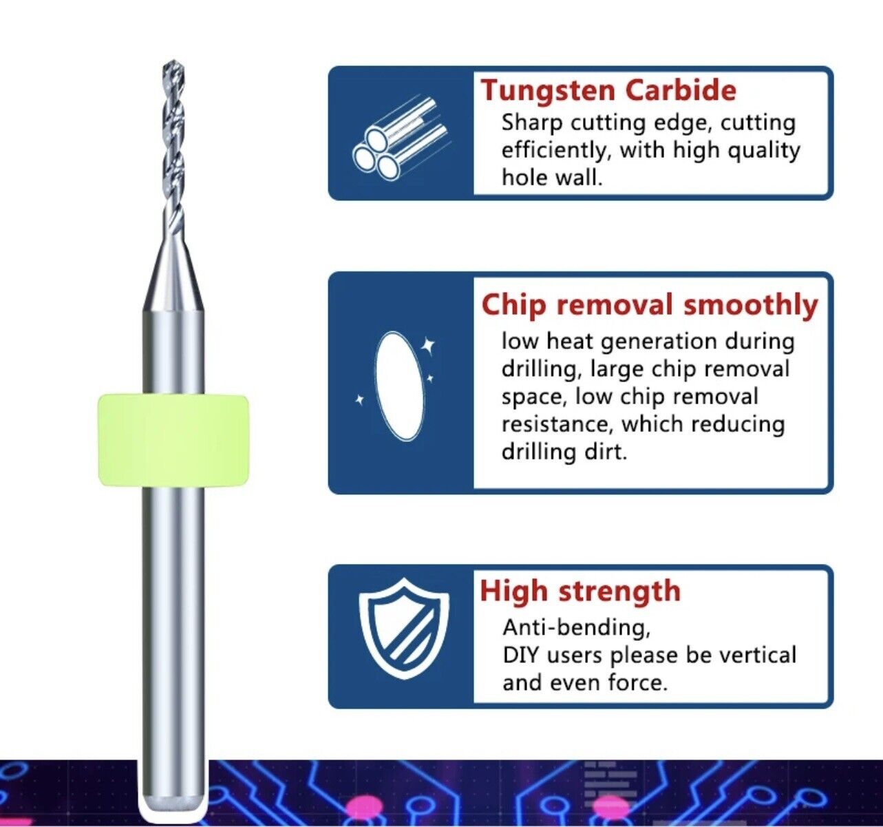 Tungsten Carbide Micro Drill Bit Pack of 10 for PCB Metals Stone 2.3mm-2.9mm DIY