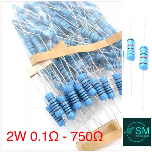 150pc 5 X 30 Values 2W 1 % Metal Film Resistor Assortment Kit 0.1Ω ~ 750Ω