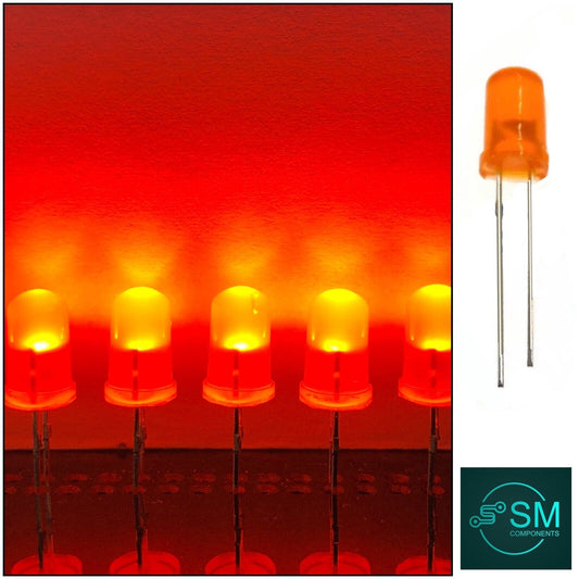 5mm DIFFUSED ORANGE Led Diode 100pcs Round Head LED Colour Top 605-610nm