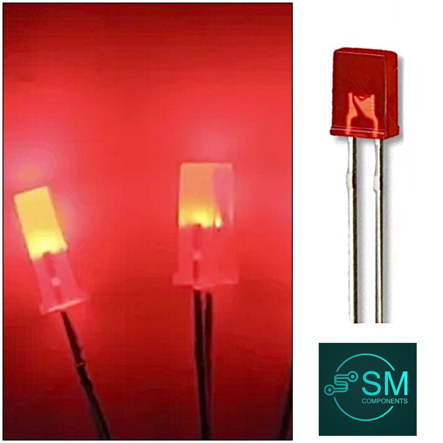 100pcs RED 2x5x7mm Diffused Red Resin Rectangle Led Light Emitting Diode 620nm