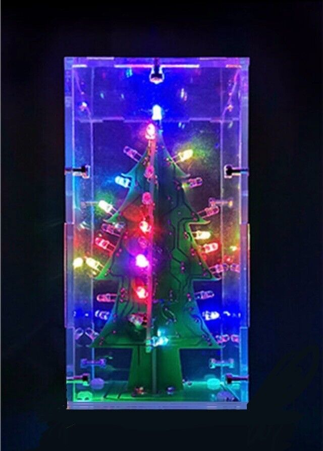 3D RGB Led Christmas Tree DIY Electronic Circuit Kit Led Solder Inc Acrylic Case