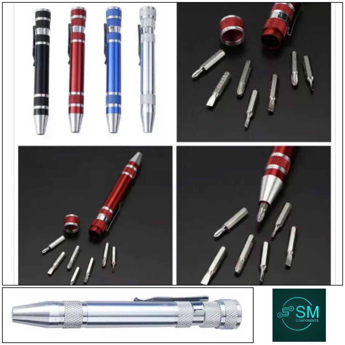 8 in 1 Screwdriver Pen Silver Alloy Screw Screwdriver Repair Multifunction Tools