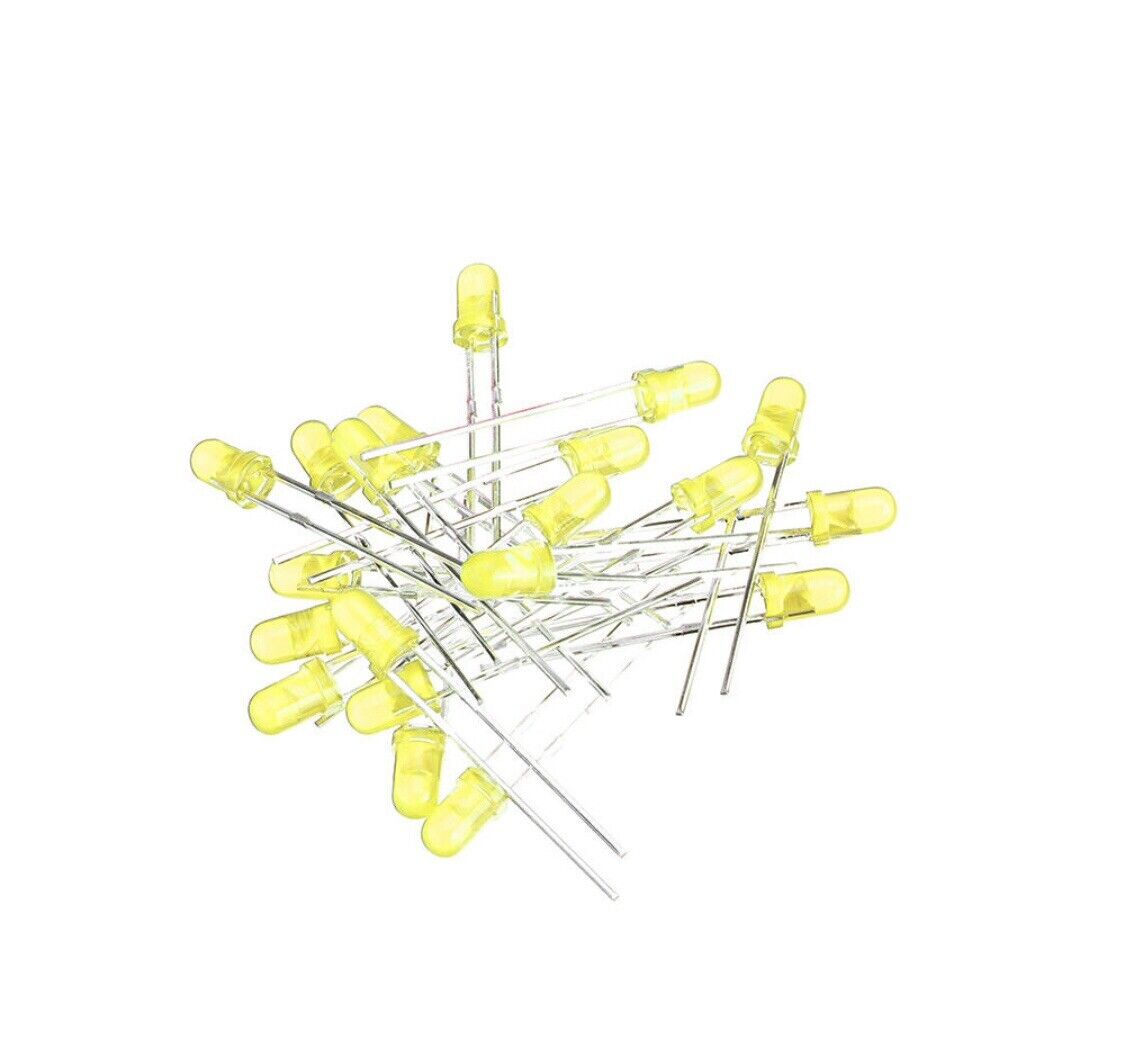 100pcs 3mm Flashing LED Colour Diffused Yellow Light Emitting Diode 1.5hz On Off