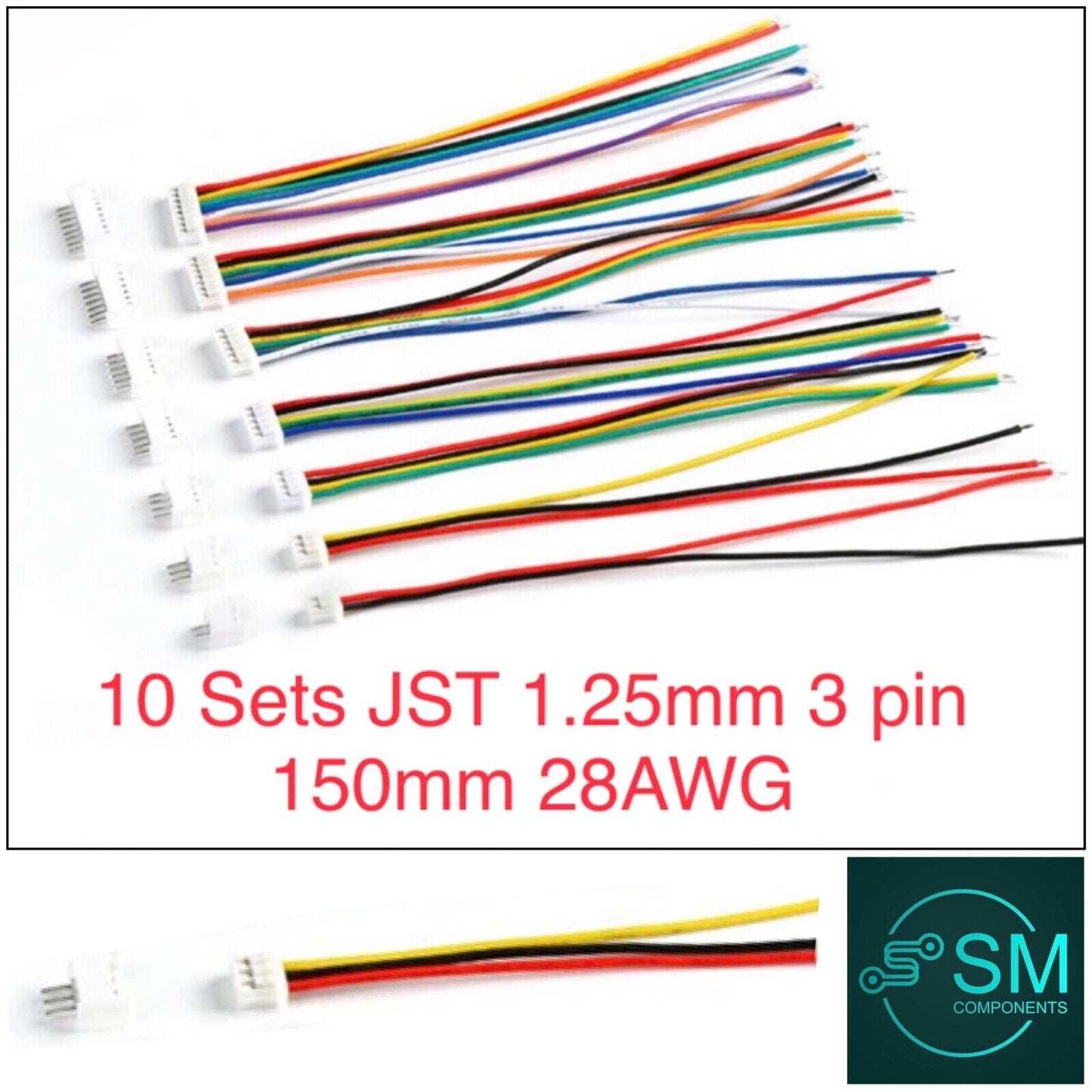 10 Sets 1.25mm JST 3 Pin Wired Micro Connector Quadcopter Electronic Drone 20PCS