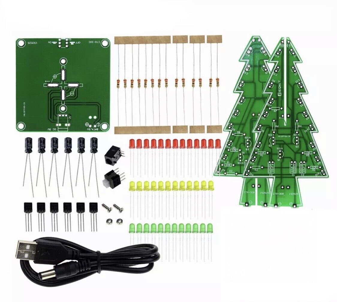 3D 3 Colours Led Christmas Tree DIY Electronic Circuit Kit Led Solder Practice