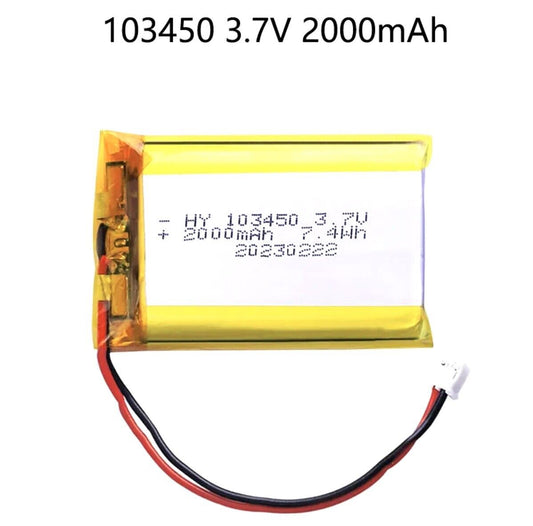 1 X Lithium Polymer Ion Battery LiPo 2000mAh 3.7V 103450 34x50x10 PH2.0 Connect