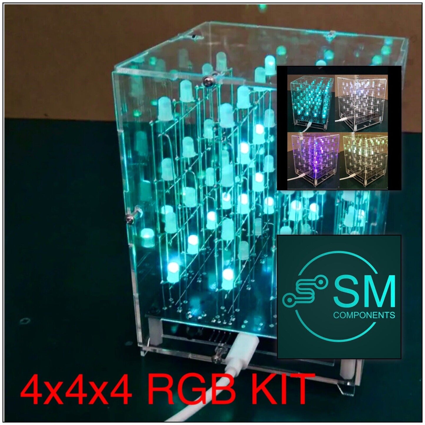 4X4X4 RGB 3D Multicolour Led Infrared Remote Control Light Cube Kit Case Remote