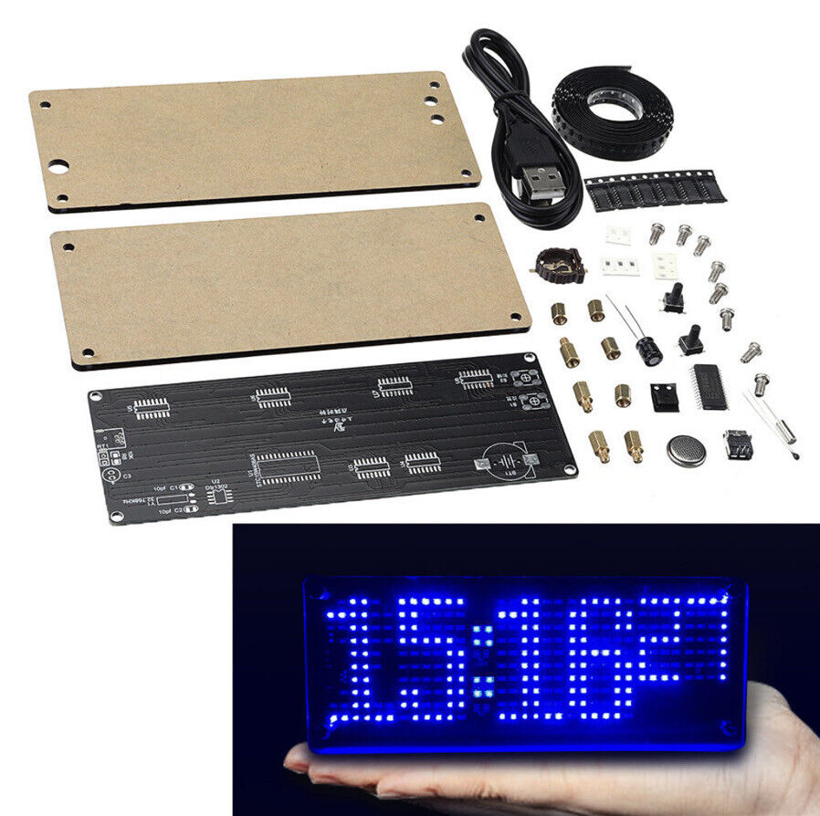 DIY 0603 SMD Led Electronic LED Clock Kit W/Temperature Prompt And Acrylic Case