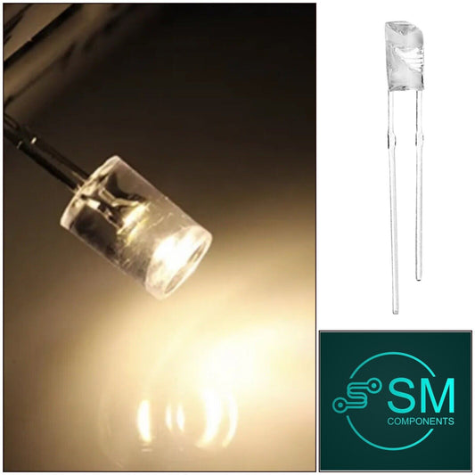 3mm Concave WARM WHITE Led Light Emitting Diode 100pcs Clear Top Concave 3200K