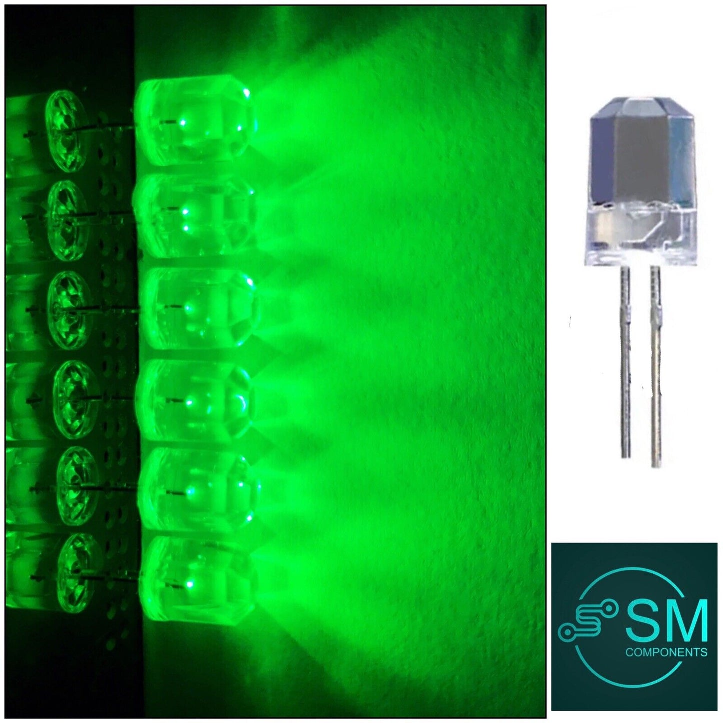 100PCS 8mm DIP Clear HEXAGONAL Green Led Light Emitting Diode DIY Electronics