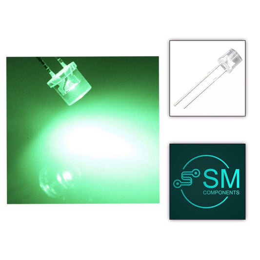 5mm Emerald Green 520nm Flat Top Led Light Emitting Diode 100pcs LED Clear Top