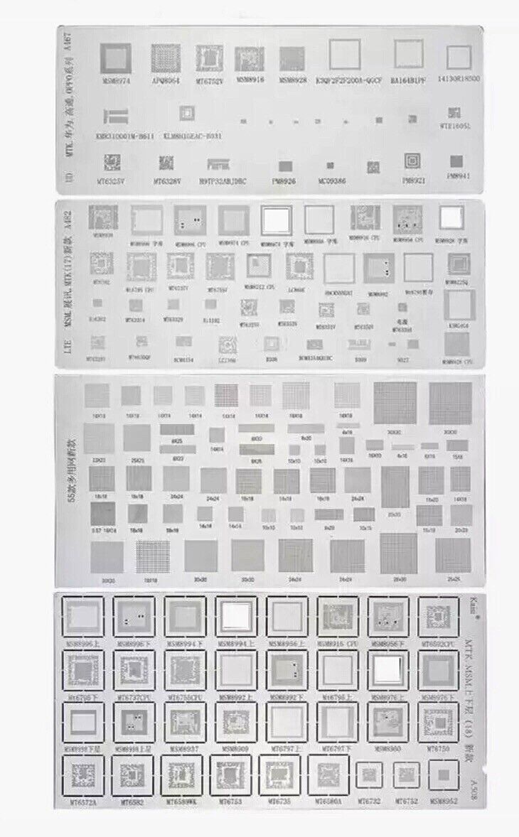 4PC IC Chip BGA Reballing Stencil Set Solder Template For Samsung,Huawei,Android