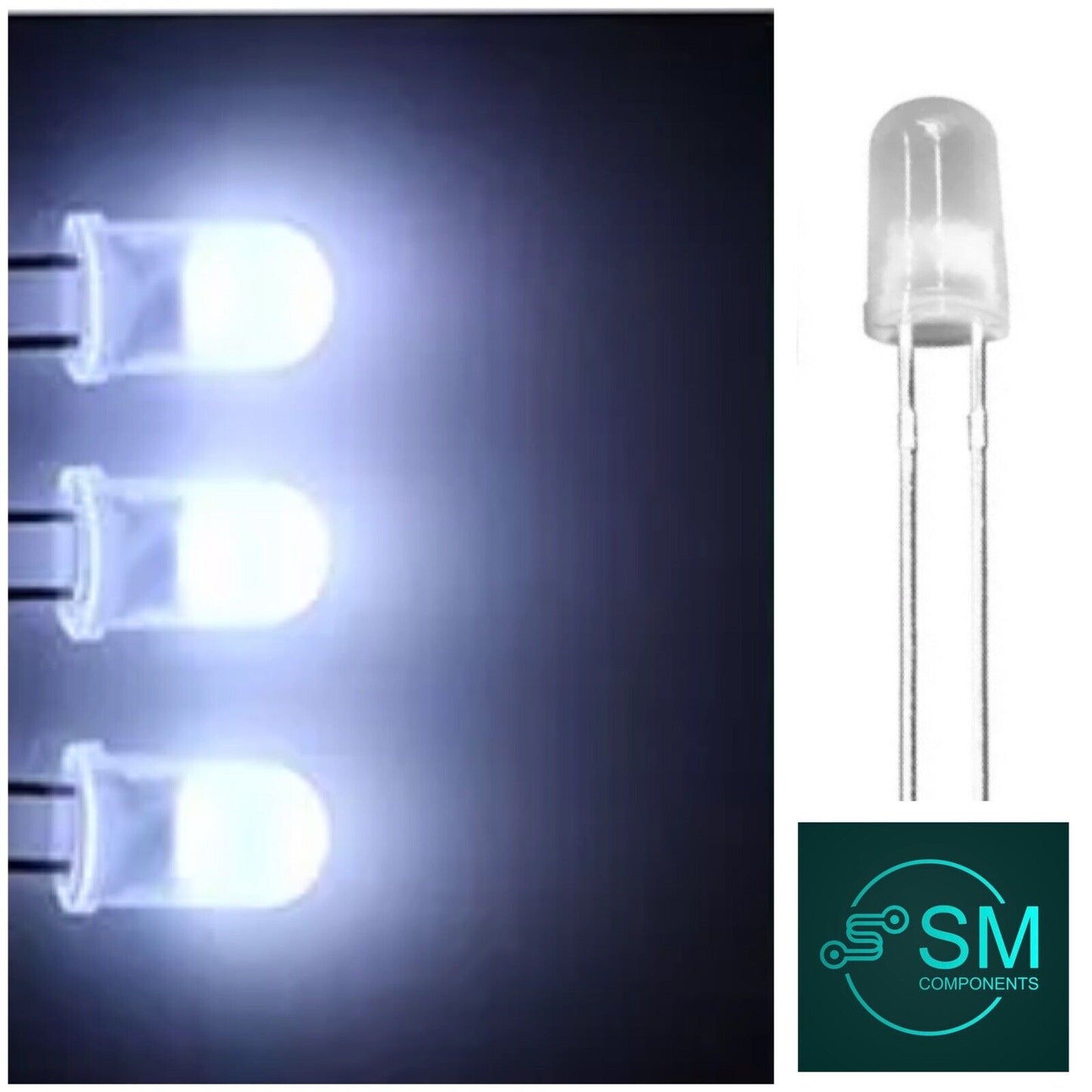 100pcs 5mm White Diffused Round Top LED Diodes Light Emitting Diodes 8000-8500K