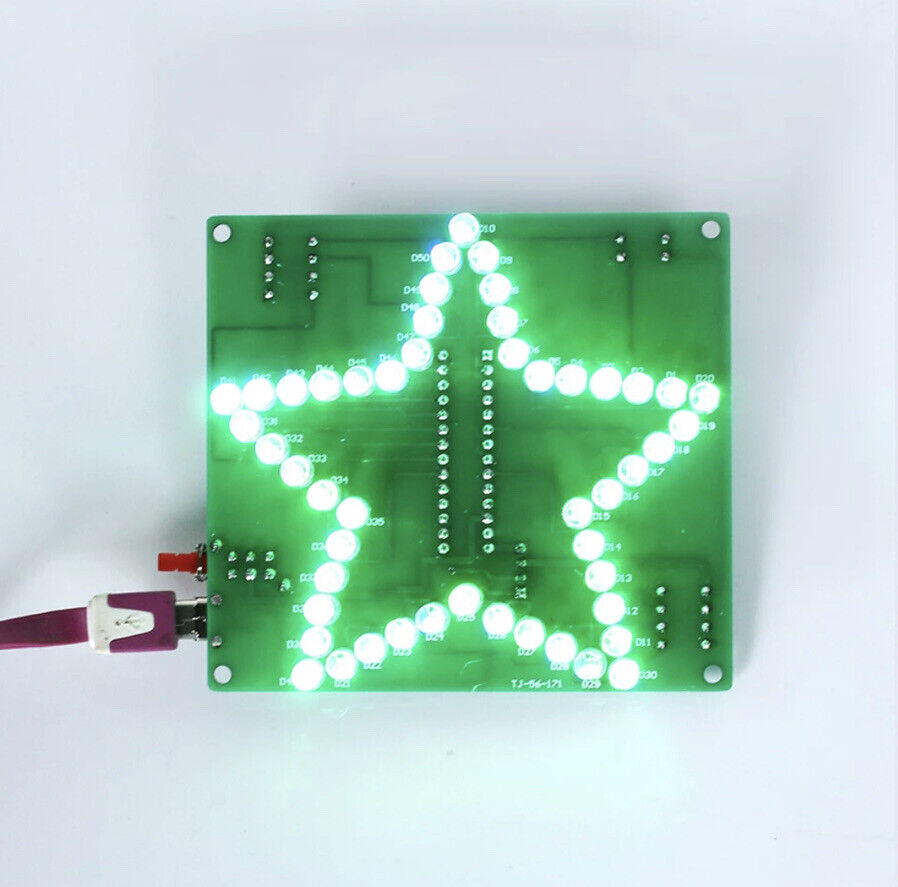 DIY RGB LED 5 Point Star Project Electronic Education Circuit Kit Green PCB Case