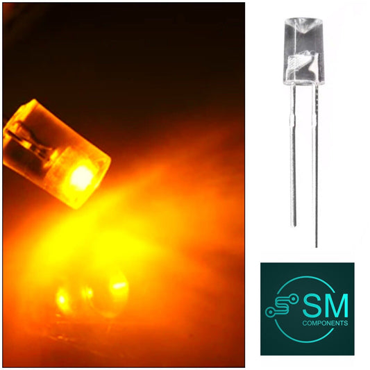 5mm Orange Led Light Emitting Diode Flat Top Concave Clear Top 100pcs 605-610nm