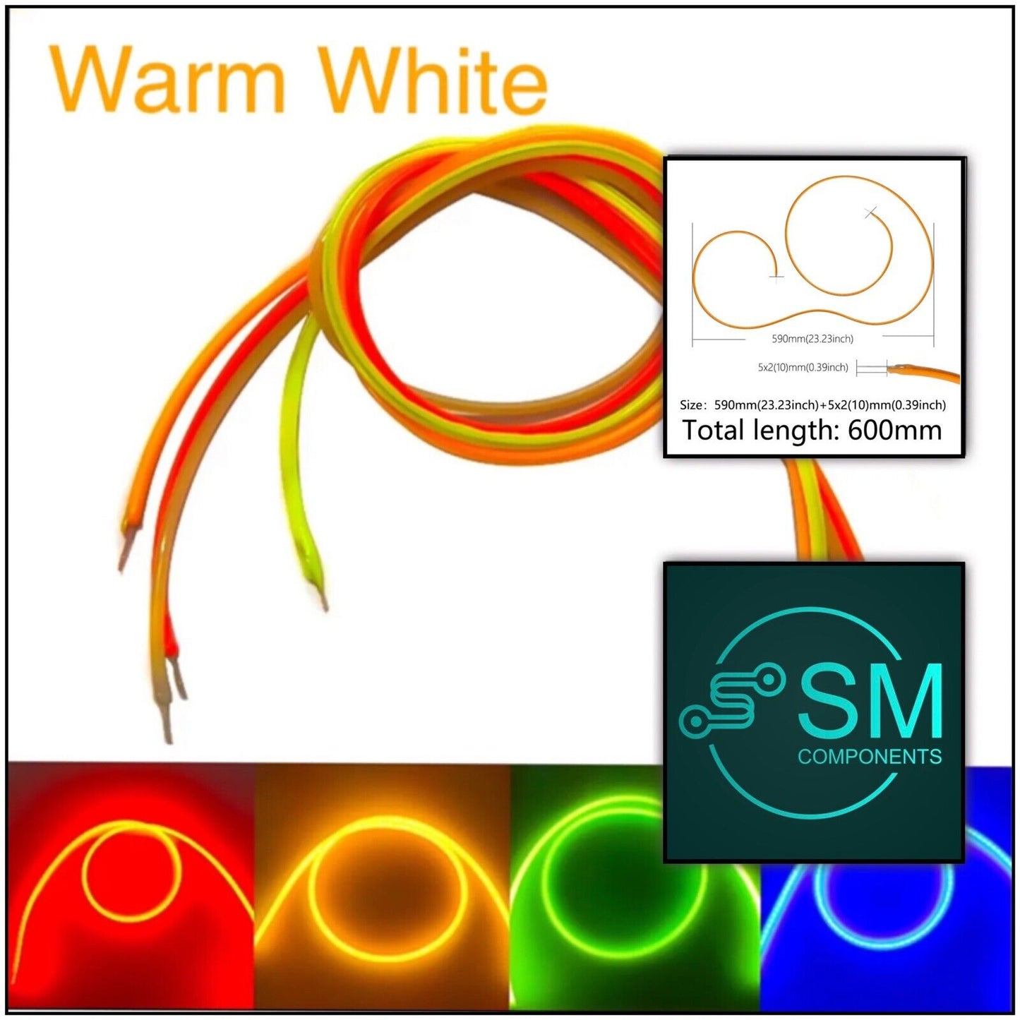 1PC DC12V 600mm 2200K Warm White Super Flexible Silicone Filament Lamp LED