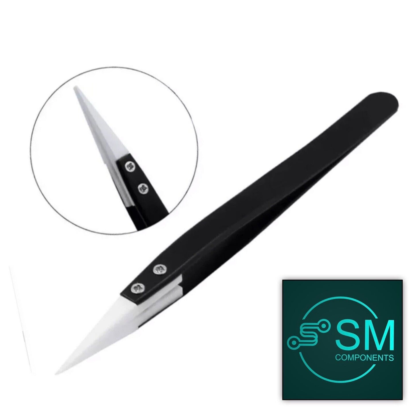 Ceramic Straight tipped ESD Safe Electronics Tweezers DIY Soldering Safe