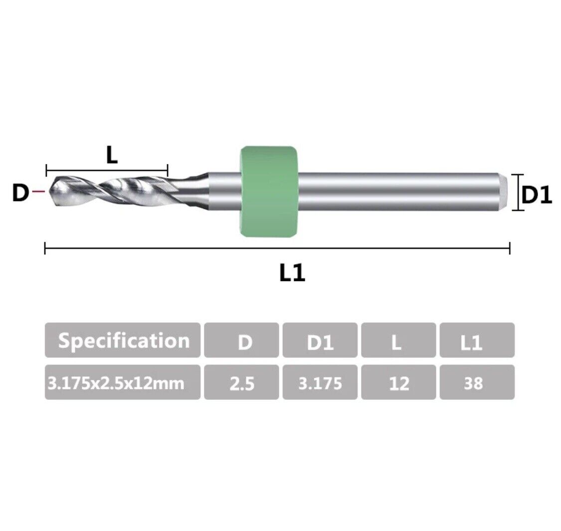 10Pcs 2.5mm PCB Print Circuit Board Tungsten Carbide Mini Micro Drill Bit Set