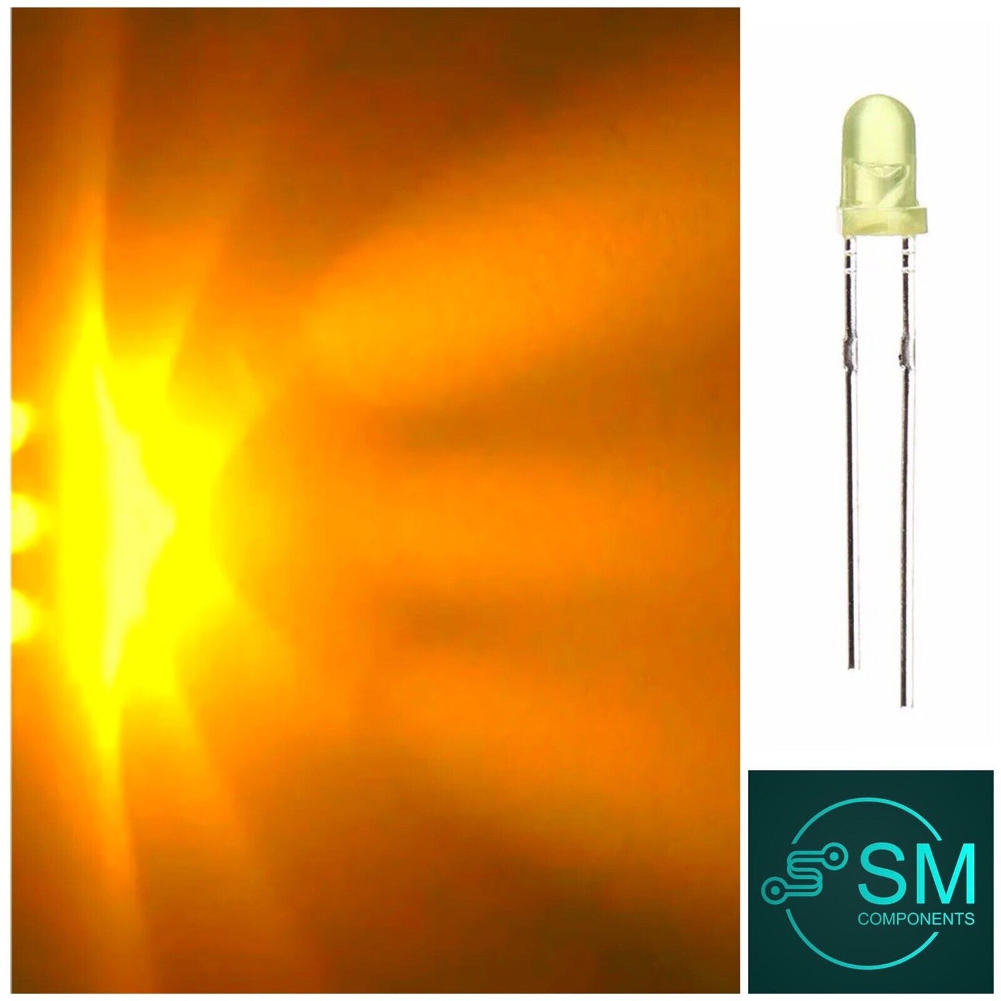 100pcs 3mm Flashing LED Colour Diffused Yellow Light Emitting Diode 1.5hz On Off