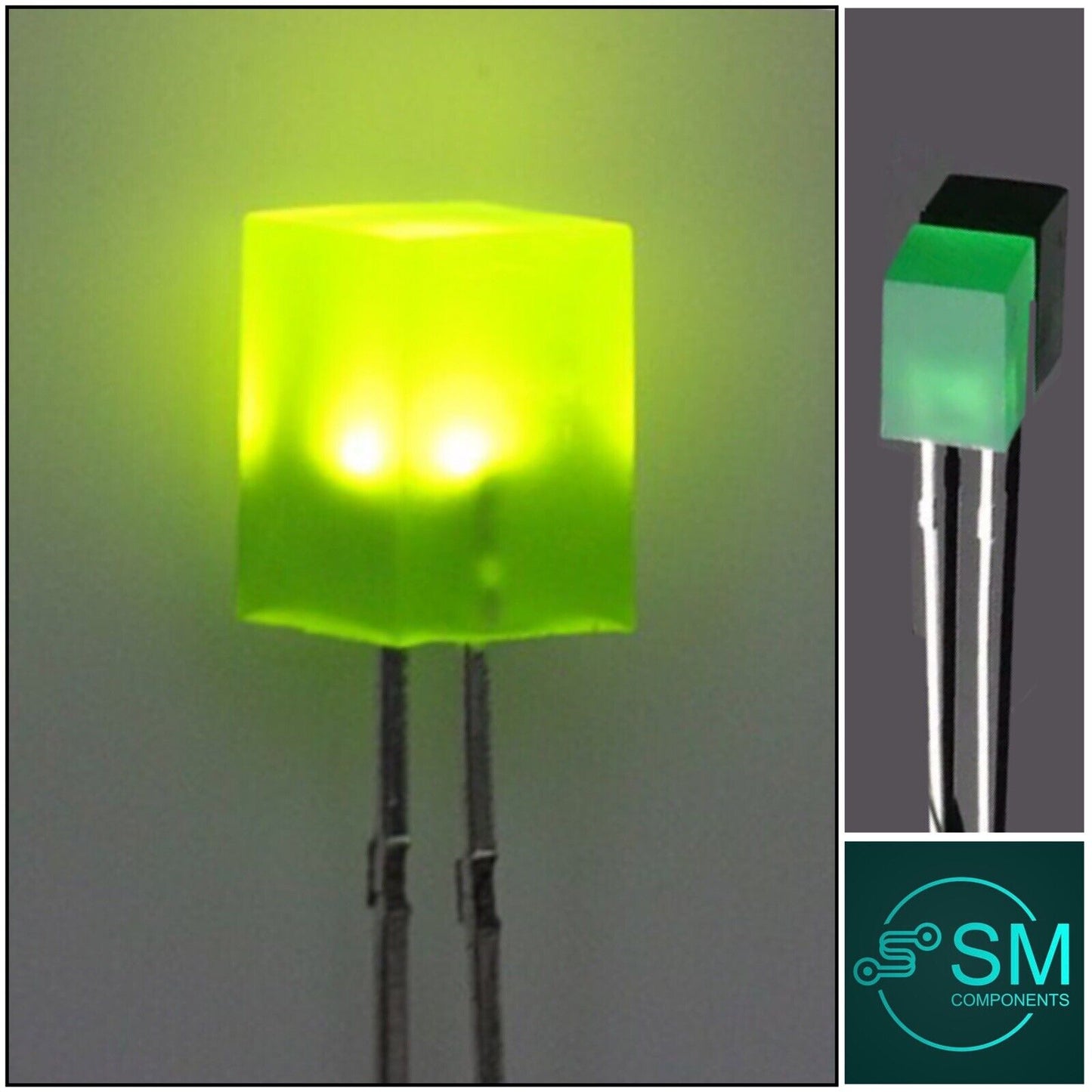 100pcs 5x5x7mm Diffused YELLOW-GREEN Resin Square Led Light Emitting Diode